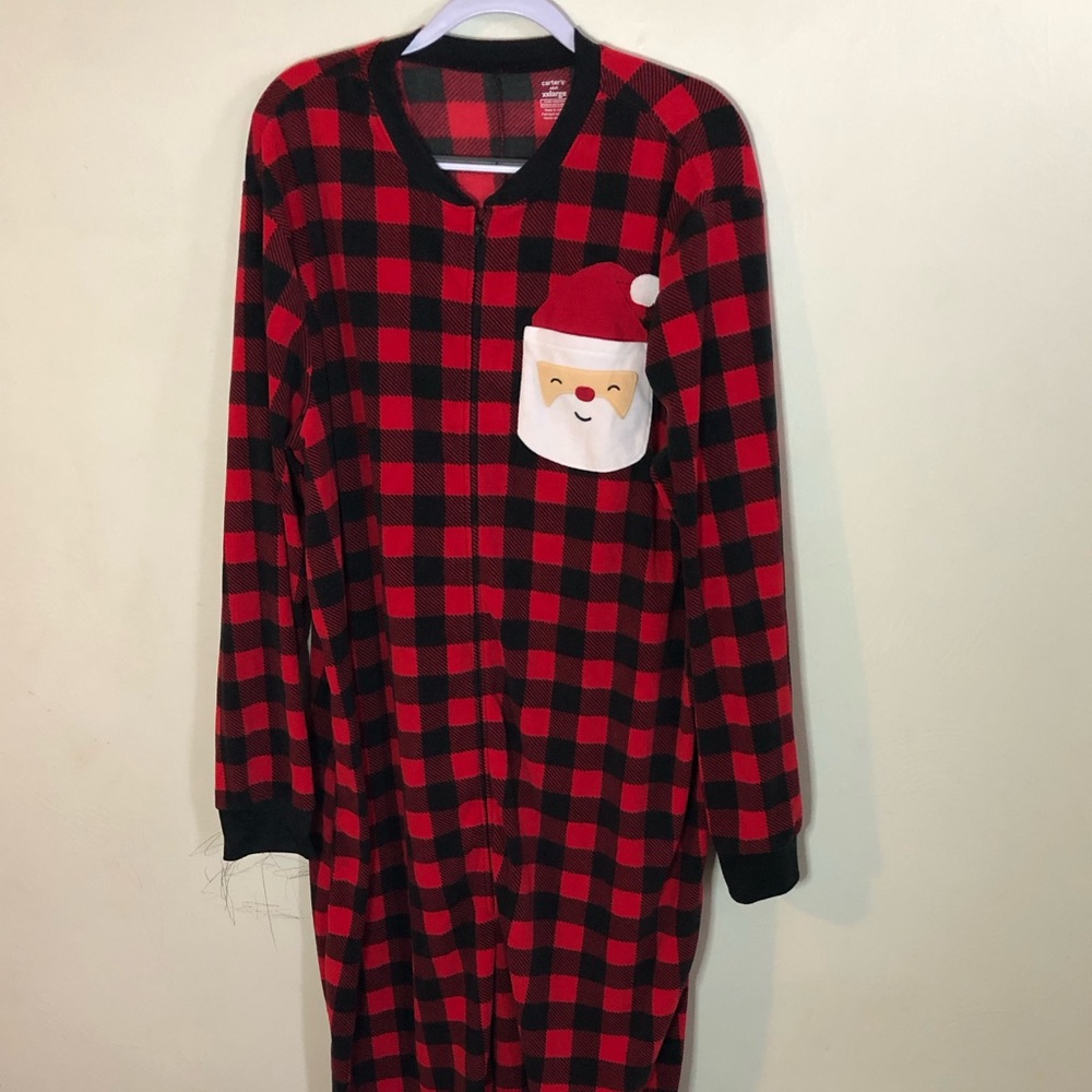 Buffalo Plaid Santa Onesie